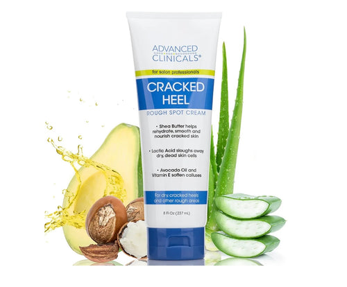 Advanced Clinicals Cracked Heel Foot Cream Skin Care Moisturizer Lotion For Feet W/Shea Butter | Helps Heal Cracked Skin, Rough Spots, Calluses, & Dry Skin | Foot Lotion | Hand Lotion| Large 8 Fl Oz